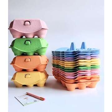 FRESH EGGS DAILY 18 Pack Colored Reusable Pulp Paper Cardboard 6-Cell Egg Cartons for Chicken Hen Eg...
