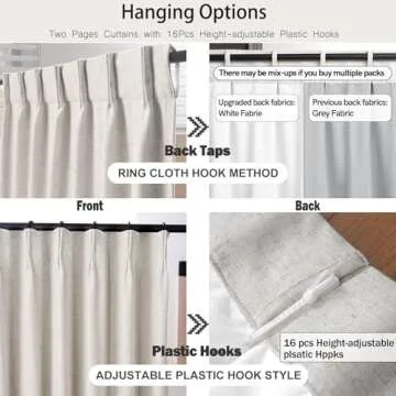 IVAPUPU Natural Thick Linen Blend Pinch Pleated Blackout Curtains for Bedroom - Black Out Curtains 84 Inch 2 Panels for Living Room Darkening Thermal Insulated Window Curtain Drapes with 16pc Hooks