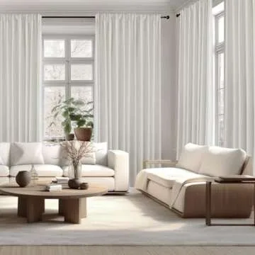 IVAPUPU Natural Thick Linen Blend Pinch Pleated Blackout Curtains for Bedroom - Black Out Curtains 84 Inch 2 Panels for Living Room Darkening Thermal Insulated Window Curtain Drapes with 16pc Hooks