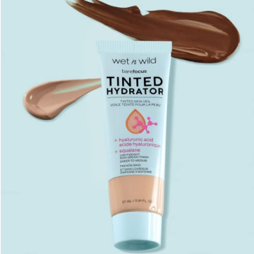 wet n wild Bare Focus Tinted Hydrator Matte Finish, Medium Tan, Oil-Free, Moisturizing Makeup | Hyaluronic Acid | Sheer To Medium Coverage