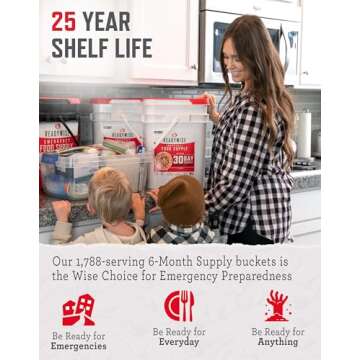 READYWISE- 6 Month, Emergency Food Supply, 1788 Servings, 12 Buckets, Freeze-Dried, MRE, Camping, Hiking, Survival, Adventure Meal, 25-Year Shelf Life