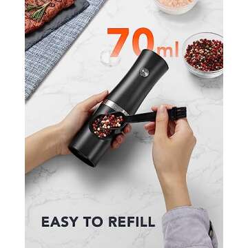 FORLIM Rechargeable Electric Salt and Pepper Grinder Set with Charging Base, Automatic Pepper Mill, ...