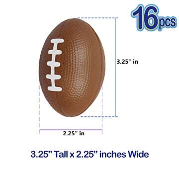 Mini Foam Footballs 16 Pcs Pack | 3.25” Inch Party Favor Balls | Mini Football Stress Balls Bulk |...