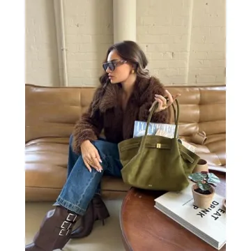 JW PEI Women's Hana Medium Faux Suede Tote - Dark Olive