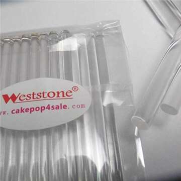 Weststone - Reusable 50pcs clear Acrylic sticks for cake pop, lollipop candy or cake topper