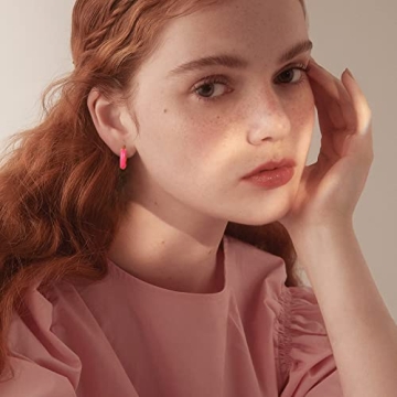 Lourny Small Gold Plated Pink Hoop Earrings for Women