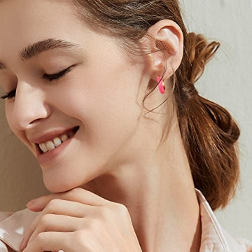 Lourny Small Gold Plated Pink Hoop Earrings for Women