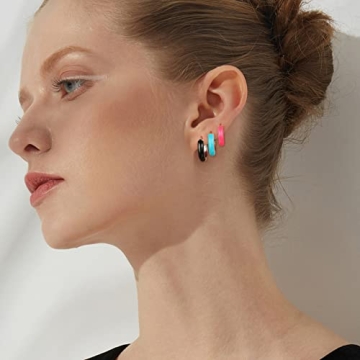 Lourny Small Gold Plated Pink Hoop Earrings for Women