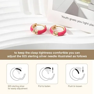 Lourny Small Gold Plated Pink Hoop Earrings for Women