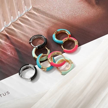 Lourny Small Gold Plated Pink Hoop Earrings for Women