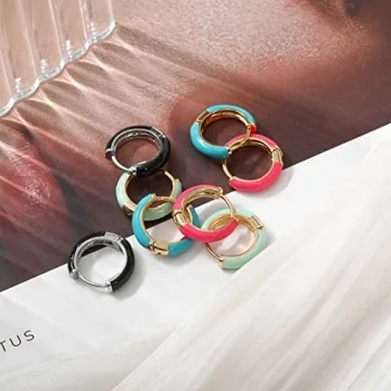 Lourny Small Gold Plated Pink Hoop Earrings for Women