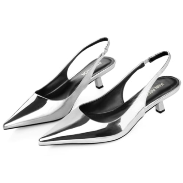 Chic JENN ARDOR Silver Kitten Heels for Women