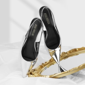 Chic and Comfortable JENN ARDOR Silver Kitten Heels