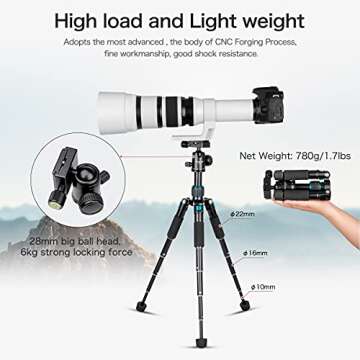 Koolehaoda Mini Tripod Portable 20in Blue DSLR Compatible