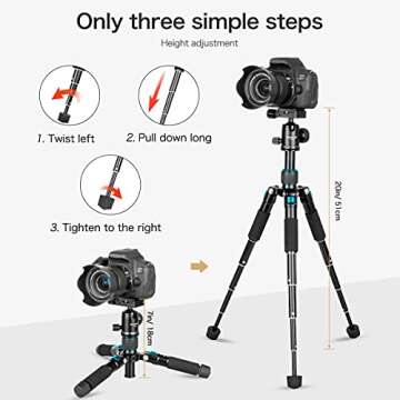 Koolehaoda Mini Tripod Portable 20in Blue DSLR Compatible