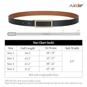 SUOSDEY Women Reversible Leather Belts for Jeans Pants Dresses Ladies Fashion Belts with Gold Buckle, 0.9" Width