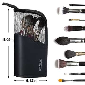 EIIORPO Makeup Brush Organizer Bag Travel Cosmetic Holder Bag Waterproof Dust-free Pencil Cup Holder Case with Zipper