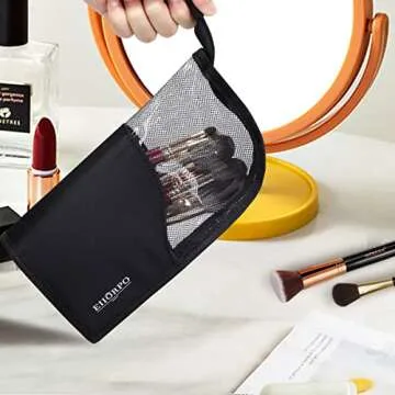 EIIORPO Makeup Brush Organizer Bag Travel Cosmetic Holder Bag Waterproof Dust-free Pencil Cup Holder Case with Zipper