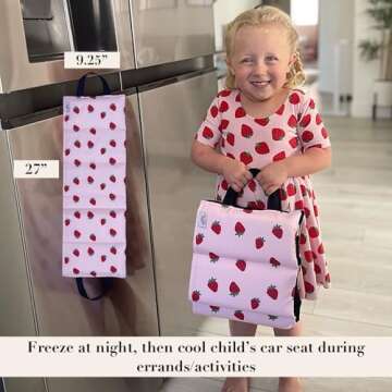 Little Bum Coolers Original Car Seat Cooler Washable Insulated Ice Pack Infant Car Seat Cooling Cushion Mat for Hot Weather Multifunctional Baby Cooling Pad (Strawberry)