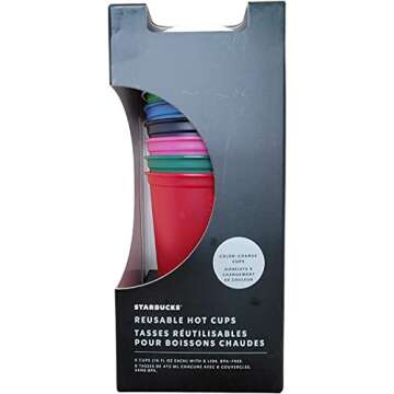 Starbucks Plastic Holiday 2021 Limited Color Changing Reusable Hot Cups with Lids - Set of 6