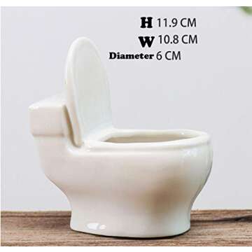 MONMOB Ceramic White Toilet Plant Pot/Bonsai Pot/Flower Pot/Succulent Planter 4.6" Ideal Gifts for W...