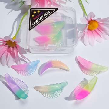 PERMANIA Lash Lift Pads, 12 Piece/6 Sizes Liquid Silicone Lash Lift Rods with 'C' Curl Super Soft & Sticky Extreme Eyelash Curler DIY Makeup Beauty Tool (Colorful)