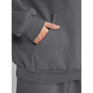 AUTOMET Sweatsuits Women 2 Piece Outfit Lounge Two Piece Sets Fall Fashion 2025 Tracksuits Oversized Sweatshirt and Sweatpants Casual Teen Girls Clothing BlackGrey M