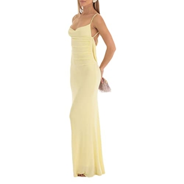 Stylish Nyapruwe Women Spaghetti Strap Backless Maxi Dress