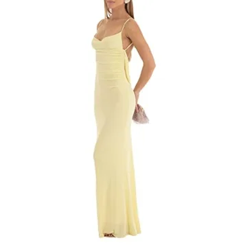 Stylish Nyapruwe Women Spaghetti Strap Backless Maxi Dress