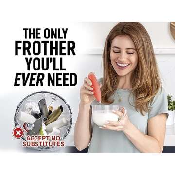 Zulay Powerful Milk Frother Handheld Foam Maker for Lattes - Whisk Drink Mixer for Coffee, Mini Foamer for Cappuccino, Frappe, Matcha, Hot Chocolate by Milk Boss (Peach Orange)