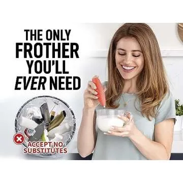 Zulay Powerful Milk Frother Handheld Foam Maker for Lattes - Whisk Drink Mixer for Coffee, Mini Foamer for Cappuccino, Frappe, Matcha, Hot Chocolate by Milk Boss (Peach Orange)