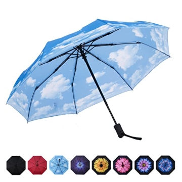 SY COMPACT Windproof Travel Umbrella - Lightweight & Unbreakable (Blue)