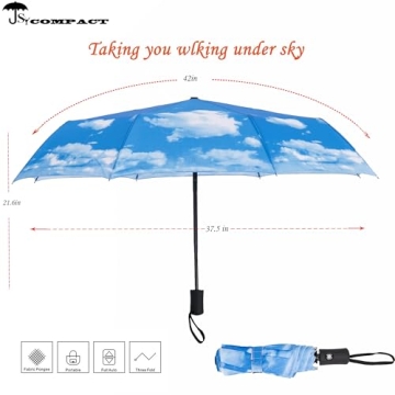 SY COMPACT Windproof Automatic Travel Umbrella Blue