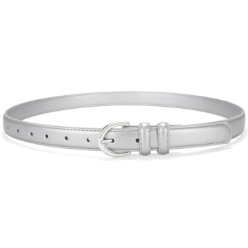 SANSTHS Women Leather Belt for Jeans Fashion Ladies Dress Belt with Silver Buckle