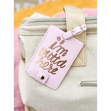 Ban.do Women's The Getaway Luggage Tag, I'm Outta' Here (Pink/Metallic)