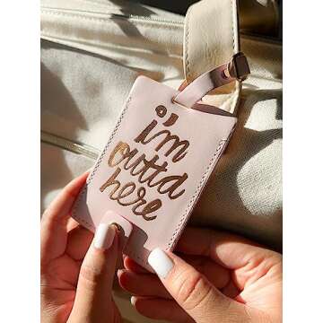 Ban.do Women's The Getaway Luggage Tag, I'm Outta' Here (Pink/Metallic)