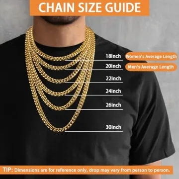 Jewlpire Gold Chain for Men Women, 10mm Mens Necklace Cuban Link Chain for Men 18K Gold Plated Mens Gold Chain, Gold Chain 18 Inch