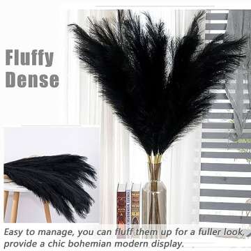 Wttisel 38" 10 Stems Pampas Grass Tall - Black Faux Pampas Grass Artificial Tall Pampas Grass Bouquet Flower Arrangement and Vase Filler for Boho Home Wedding Mothers Day Decoration