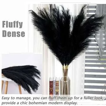 Wttisel 38" 10 Stems Pampas Grass Tall - Black Faux Pampas Grass Artificial Tall Pampas Grass Bouquet Flower Arrangement and Vase Filler for Boho Home Wedding Mothers Day Decoration