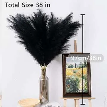 Wttisel 38" 10 Stems Pampas Grass Tall - Black Faux Pampas Grass Artificial Tall Pampas Grass Bouquet Flower Arrangement and Vase Filler for Boho Home Wedding Mothers Day Decoration