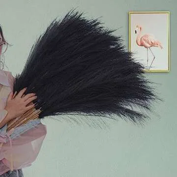 Wttisel 38" 10 Stems Pampas Grass Tall - Black Faux Pampas Grass Artificial Tall Pampas Grass Bouquet Flower Arrangement and Vase Filler for Boho Home Wedding Mothers Day Decoration