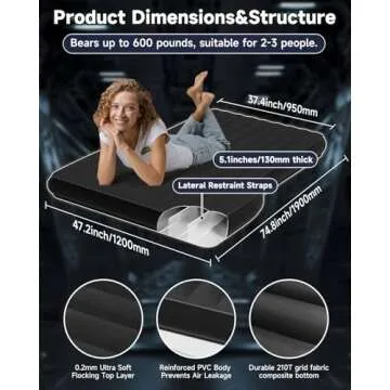 Umbrauto Mattress for Tesla Model Y: Inflatable Camping Air Mattress for SUV Travel, Portable Flocki...
