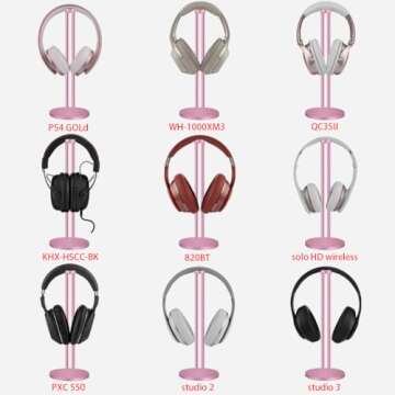 Geekria Aluminum Alloy Headphones Holder for Over-Ear Headphones, Gaming Headset Holder, Desk Display Hanger with Solid Heavy Base, Compatible with HyperX, Bose, Sony, Sennheiser (Rose Gold)