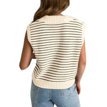 Yousify Spring Tops for Women 2025 Trendy Basic Sweater Vests Loose Fit V Neck Tanks Beige XL