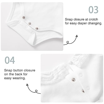 Pureborn Organic Cotton Baby Bodysuit for Girls 0-3 Months