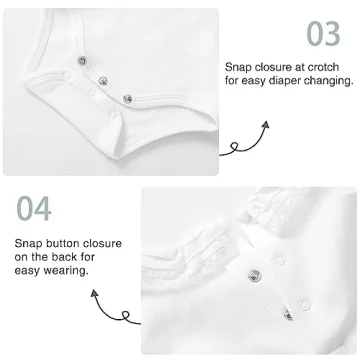 Pureborn Organic Cotton Baby Bodysuit for Girls 0-3 Months