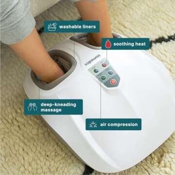 Homedics Shiatsu Air 2.0 Foot Massager with Soothing Heat and Rhythmic Air Compression, 3 Customized Controls and Intensities, Washable Liner, at-Home Kneading Massage Relaxes Feet, 3 Speed Options