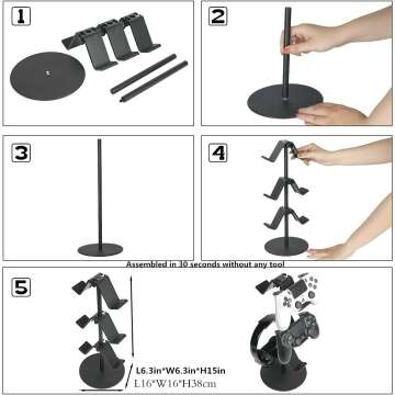 KELJUN 3 Tier Controller Stand & Headphone Holder
