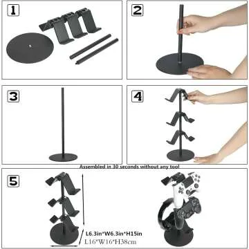 KELJUN 3 Tier Controller Stand & Headphone Holder
