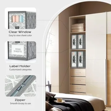 Foldable Sheet Organizers - Yecaye 4 Pack for Queen & King